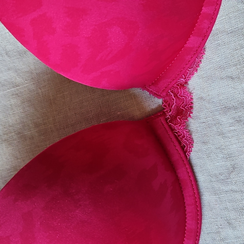 Pink Victoria's Secret Pink Lace Women's Bra 34A Push Up Plunge - Picture 7 of 14